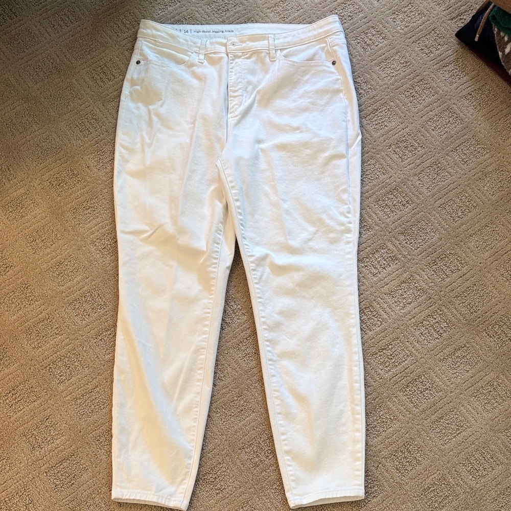 Talbots White denim high waist jegging size 14.